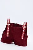 L4 Handmade Doll Red Corduroy Overalls For 17cm Plush Doll Like LBB Doll Sewing Outfit