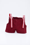 L4 Handmade Doll Red Corduroy Overalls For 17cm Plush Doll Like LBB Doll Sewing Outfit