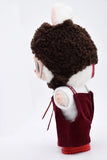 L4 Handmade Doll Red Corduroy Overalls For 17cm Plush Doll Like LBB Doll Sewing Outfit