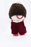 L4 Handmade Doll Red Corduroy Overalls For 17cm Plush Doll Like LBB Doll Sewing Outfit