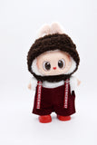 L4 Handmade Doll Red Corduroy Overalls For 17cm Plush Doll Like LBB Doll Sewing Outfit