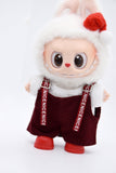 L4 Handmade Doll Red Corduroy Overalls For 17cm Plush Doll Like LBB Doll Sewing Outfit