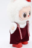 L4 Handmade Doll Red Corduroy Overalls For 17cm Plush Doll Like LBB Doll Sewing Outfit