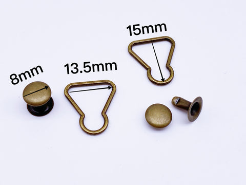 B159 Bronze/Gold/Silver/Dark Gun Color 13.5×15mm Mini Overall