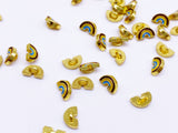 B160 Cute Little Rainbow Gold Color Base Shank Buttons Micro Mini Buttons Tiny Buttons Doll Buttons Doll Sewing Craft Supplies