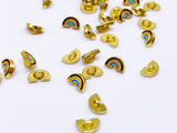 B160 Cute Little Rainbow Gold Color Base Shank Buttons Micro Mini Buttons Tiny Buttons Doll Buttons Doll Sewing Craft Supplies