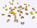 B160 Cute Little Rainbow Gold Color Base Shank Buttons Micro Mini Buttons Tiny Buttons Doll Buttons Doll Sewing Craft Supplies