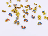 B160 Cute Little Rainbow Gold Color Base Shank Buttons Micro Mini Buttons Tiny Buttons Doll Buttons Doll Sewing Craft Supplies
