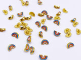 B160 Cute Little Rainbow Gold Color Base Shank Buttons Micro Mini Buttons Tiny Buttons Doll Buttons Doll Sewing Craft Supplies