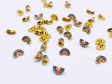 B160 Cute Little Rainbow Gold Color Base Shank Buttons Micro Mini Buttons Tiny Buttons Doll Buttons Doll Sewing Craft Supplies