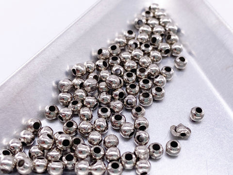 1Box/500pcs Tiny Round Metal Beads With 1mm Small Hole Ball Spacer Beads  Stainless Steel Bead 3mm Dia Loose Beads Metal Spacers For Jewelry Making  Fin