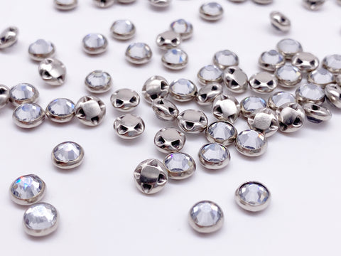 Sew On 3mm Rhinestones (Clear with Silver Setting / 100pcs) Sewing On, MiniatureSweet, Kawaii Resin Crafts, Decoden Cabochons Supplies