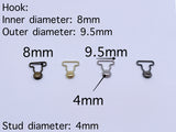 B187 Metal Color 9mm Mini Overall Hook Buckles Sewing Craft Doll Clothes Making Sewing Supply