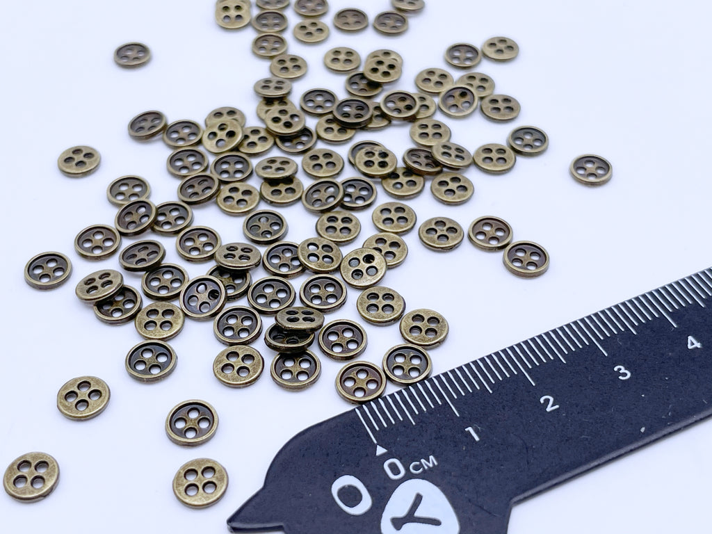 B190 Metal 6mm 4 Hole Buttons Micro Mini Buttons Tiny Buttons Doll Clo ...
