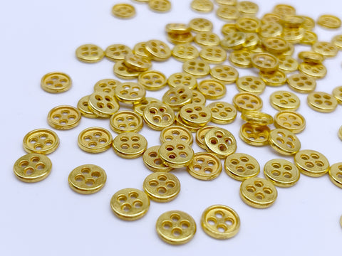 B190 Metal 6mm 4 Hole Buttons Micro Mini Buttons Tiny Buttons Doll Clo ...