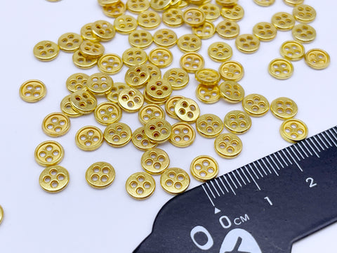 B190 Metal 6mm 4 Hole Buttons Micro Mini Buttons Tiny Buttons Doll Clo ...