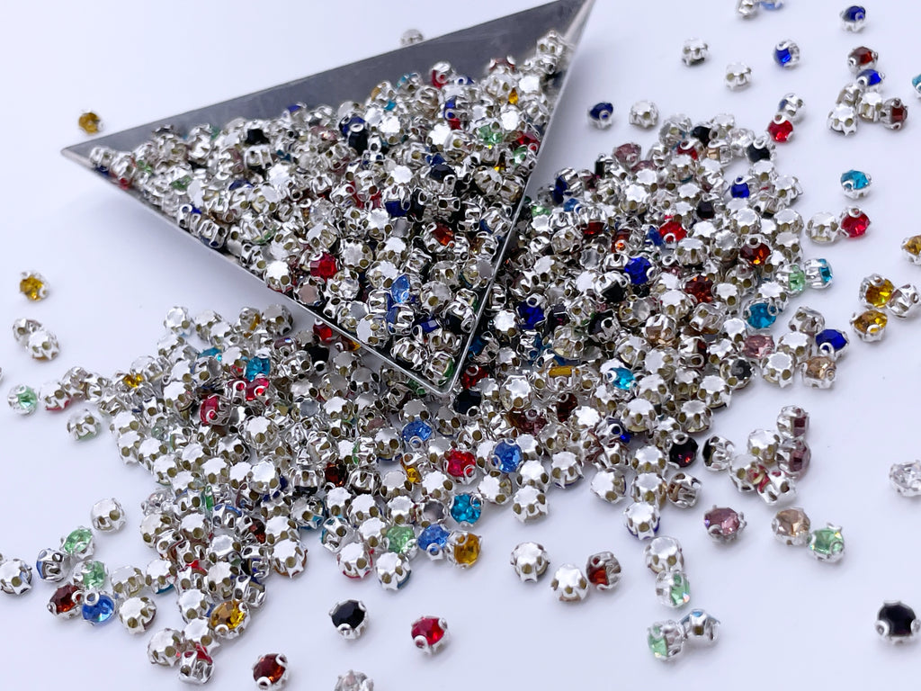 See Thru Micro Rhinestone B200 Multi Color 4mm Silver Base Sew On Rhinestones Micro Mini Glass R ...
