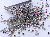 B200 Multi Color 4mm Silver Base Sew On Rhinestones Micro Mini Glass Rhinestones Doll Clothes Doll Sewing Craft