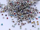 B200 Multi Color 4mm Silver Base Sew On Rhinestones Micro Mini Glass Rhinestones Doll Clothes Doll Sewing Craft