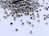 B200 Multi Color 4mm Silver Base Sew On Rhinestones Micro Mini Glass Rhinestones Doll Clothes Doll Sewing Craft