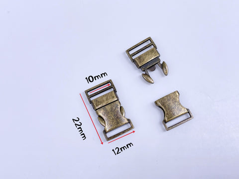 B207 Metal 12×22mm Mini Side Release Buckles Doll Sewing Supplies 2 Pairs