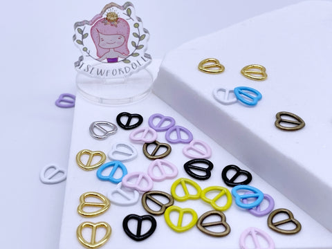B212 Colorful Vertical Style 9mm Heart Tiny Mini Buckles Doll Sewing Doll Craft Supply Doll Clothes Making