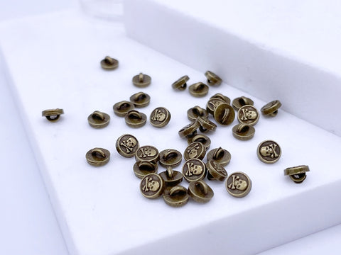 B218 Metal 5mm Skeleton Shape Shank Buttons Micro Mini Buttons