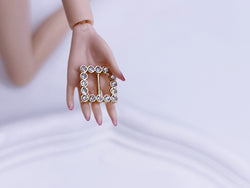 B227 Silver/Gold Based Square 9mm Buckle With Crystal Mini Buckles Sewing Craft Doll Clothes Making Sewing Supply
