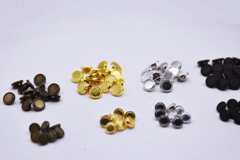 7mm Round Doll Clothes Sewing Sew On Charcoal Plated Metal Miniature Buttons  with Rim 60 Pieces - Releaserain