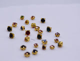 B254B Gold Color Base 3mm/4mm Sew On Glass Crystal Rhinestones Micro Mini Doll Clothes Doll Sewing Craft Supply