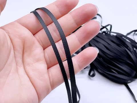 R007 3.5MM 5MM Black Skinny Ribbon Sewing Craft Doll Clothes Making Se ...