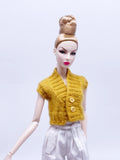 Handmade by Jiu 045 - Dark Yellow Knitting Button Front Vest For 12“ Dolls Like Fashion Royalty FR Poppy Parker PP Nu Face NF
