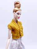 Handmade by Jiu 045 - Dark Yellow Knitting Button Front Vest For 12“ Dolls Like Fashion Royalty FR Poppy Parker PP Nu Face NF