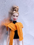 Handmade by Jiu 044 - Orange Knitting Cape Scarf  For 12“ Dolls Like Fashion Royalty FR Poppy Parker PP Nu Face NF