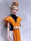 Handmade by Jiu 044 - Orange Knitting Cape Scarf  For 12“ Dolls Like Fashion Royalty FR Poppy Parker PP Nu Face NF