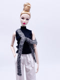 Handmade by Jiu 046 - Heather Gray Knitting Cape Scarf  For 12“ Dolls Like Fashion Royalty FR Poppy Parker PP Nu Face NF