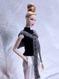 Handmade by Jiu 046 - Heather Gray Knitting Cape Scarf  For 12“ Dolls Like Fashion Royalty FR Poppy Parker PP Nu Face NF