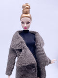 Handmade by Jiu 047 - Brown Knitting Coat For 12“ Dolls Like Fashion Royalty FR Poppy Parker PP Nu Face NF