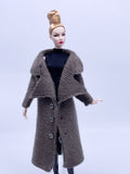 Handmade by Jiu 047 - Brown Knitting Coat For 12“ Dolls Like Fashion Royalty FR Poppy Parker PP Nu Face NF