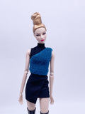 Handmade by Jiu 047 - Dark Blue Knitting Sweater Vest For 12“ Dolls Like Fashion Royalty FR Poppy Parker PP Nu Face NF