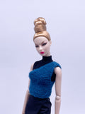 Handmade by Jiu 047 - Dark Blue Knitting Sweater Vest For 12“ Dolls Like Fashion Royalty FR Poppy Parker PP Nu Face NF