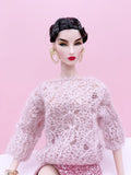 Handmade by Jiu 049 - Pink Oversize Knitting Sweater For 12“ Dolls Like Fashion Royalty FR Poppy Parker PP Nu Face NF