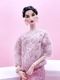 Handmade by Jiu 049 - Pink Oversize Knitting Sweater For 12“ Dolls Like Fashion Royalty FR Poppy Parker PP Nu Face NF