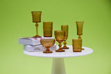 D053 Vintage Style Color Glass Look Goblets Drinking Glasses Set Dollhouse Miniature Display For 1/12 Scale 1/6 Scale Dolls