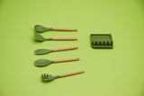 D054 Silicone Look Cooking Kitchen Utensils Spatula Set Dollhouse Miniature Display For 1/12 Scale 1/6 Scale Dolls