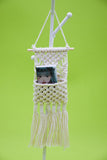 D062 Wall Hanging Decorative Woven Storage Bag Dollhouse Miniature Display For 1/6 Scale Dolls