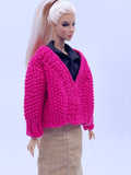 Handmade by Jiu 053 - Hot Pink Cardigan For 12“ Dolls Like Fashion Royalty FR Poppy Parker PP Nu Face NF