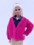 Handmade by Jiu 053 - Hot Pink Cardigan For 12“ Dolls Like Fashion Royalty FR Poppy Parker PP Nu Face NF