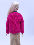 Handmade by Jiu 053 - Hot Pink Cardigan For 12“ Dolls Like Fashion Royalty FR Poppy Parker PP Nu Face NF