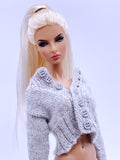 Handmade by Jiu 054 - Gray Cardigan For 12“ Dolls Like Fashion Royalty FR Poppy Parker PP Nu Face NF